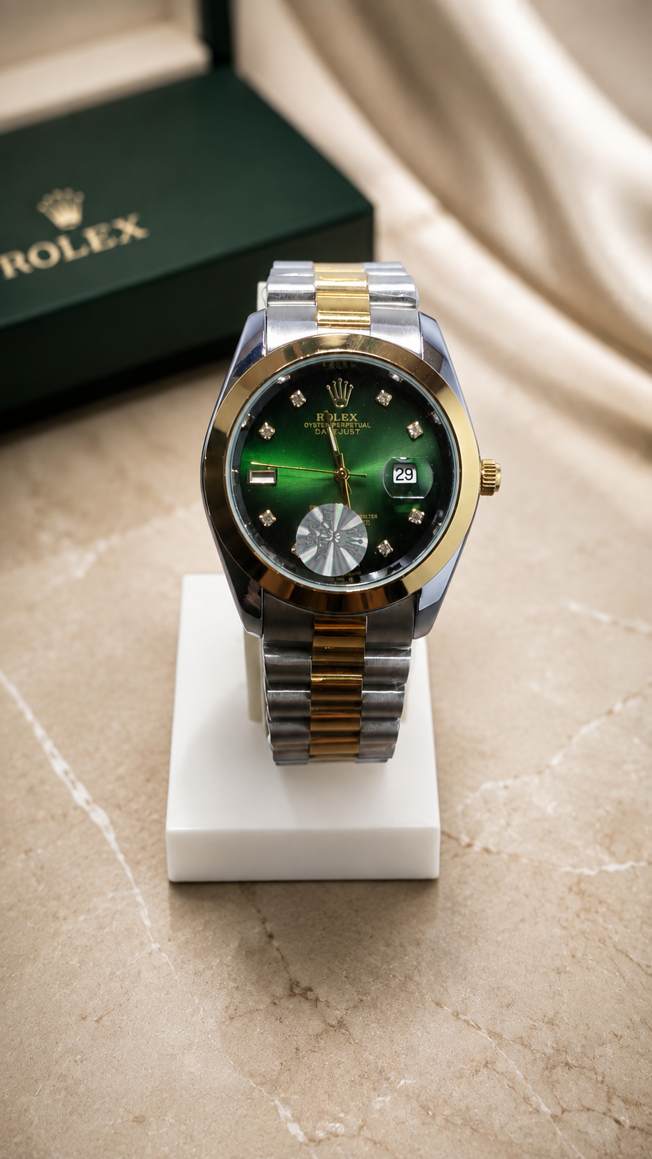 Rolex Datejust 36 Two-Tone Green Diamond Dial