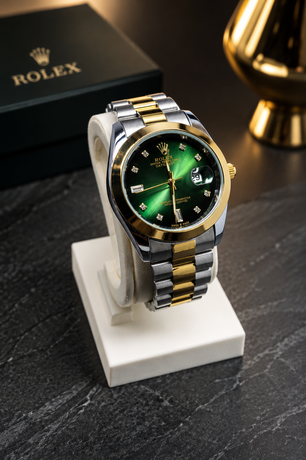 Rolex Datejust 36 Two-Tone Green Diamond Dial