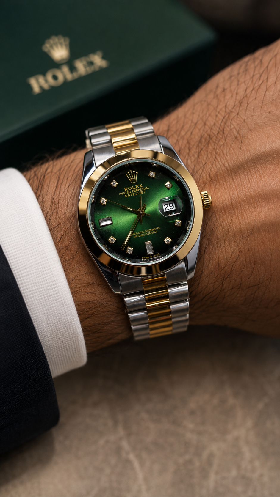 Rolex Datejust 36 Two-Tone Green Diamond Dial