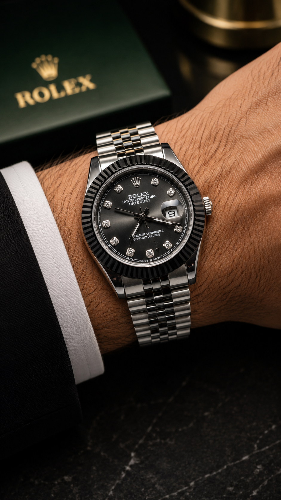 Rolex Black Diamond Datejust Luxury Watch