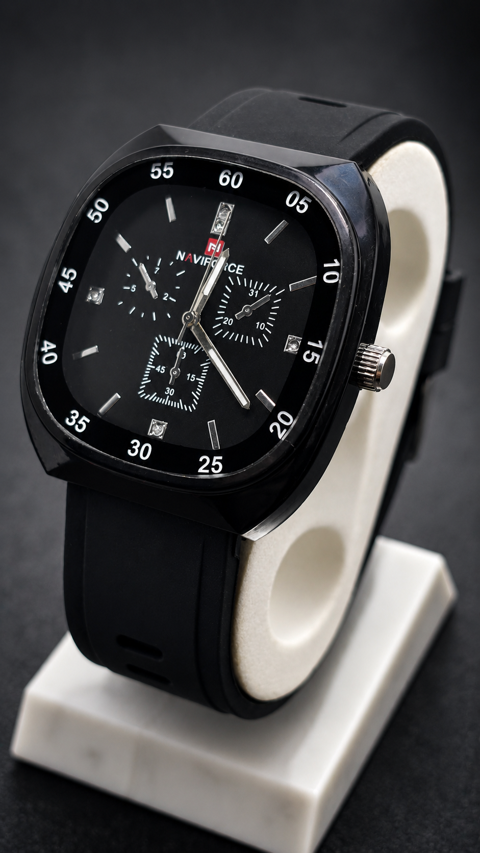 Naviforce Black Square Chronograph Watch