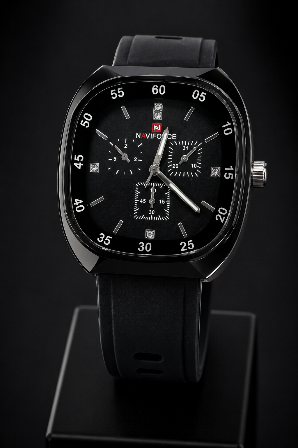 Naviforce Black Square Chronograph Watch