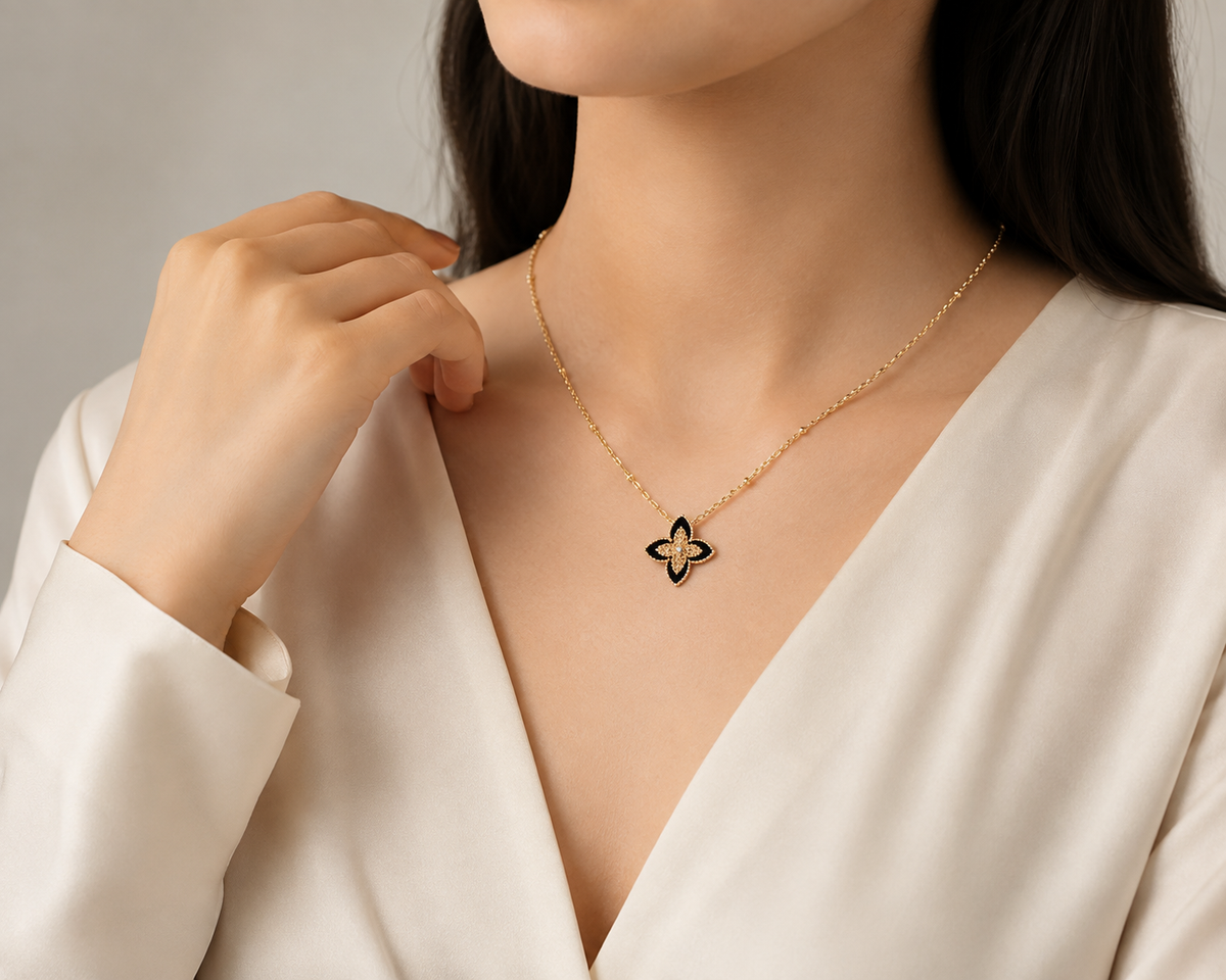 Noir Bloom Flower Necklace