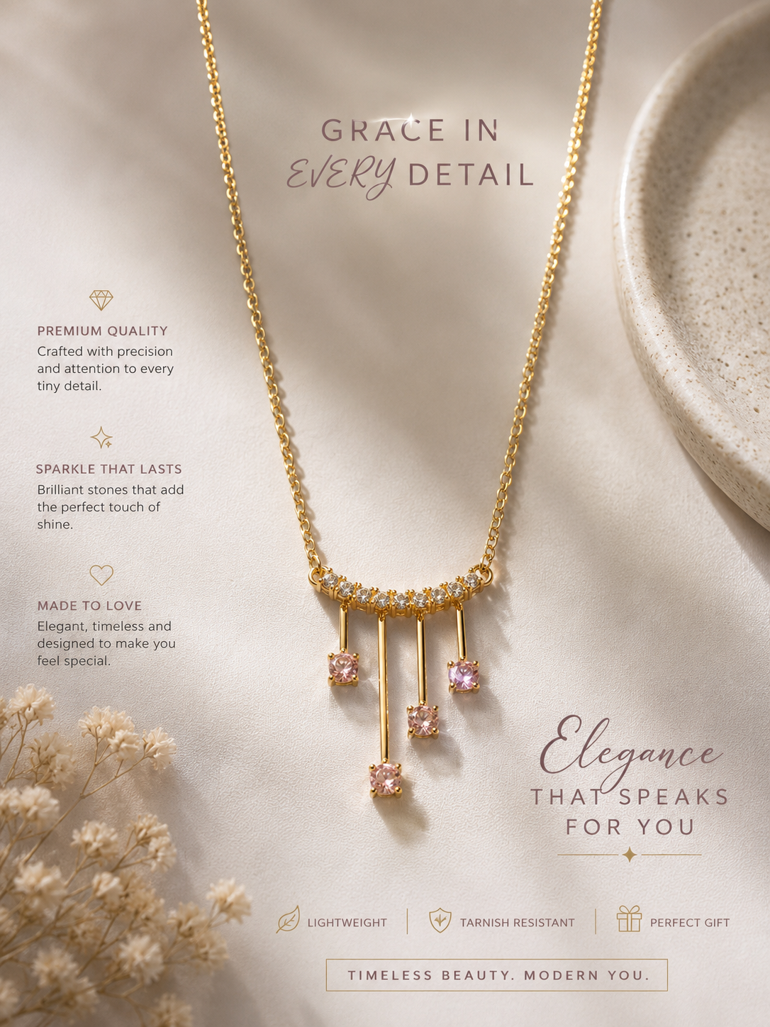Rosé Cascade Necklace