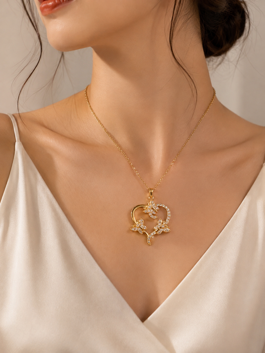 Golden Butterfly Bloom Necklace