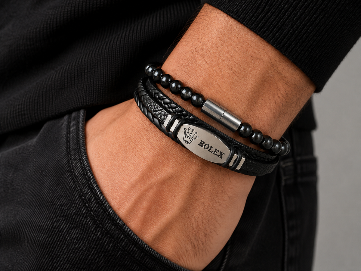 The Crown Obsidian Multi-Strand Bracelet