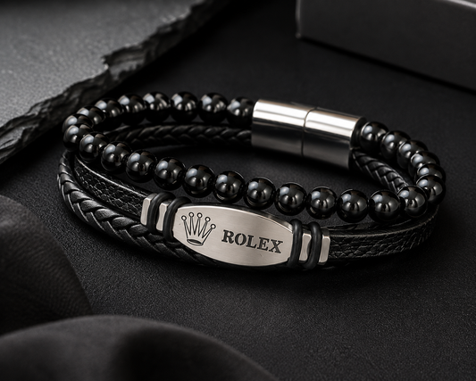 The Crown Obsidian Multi-Strand Bracelet