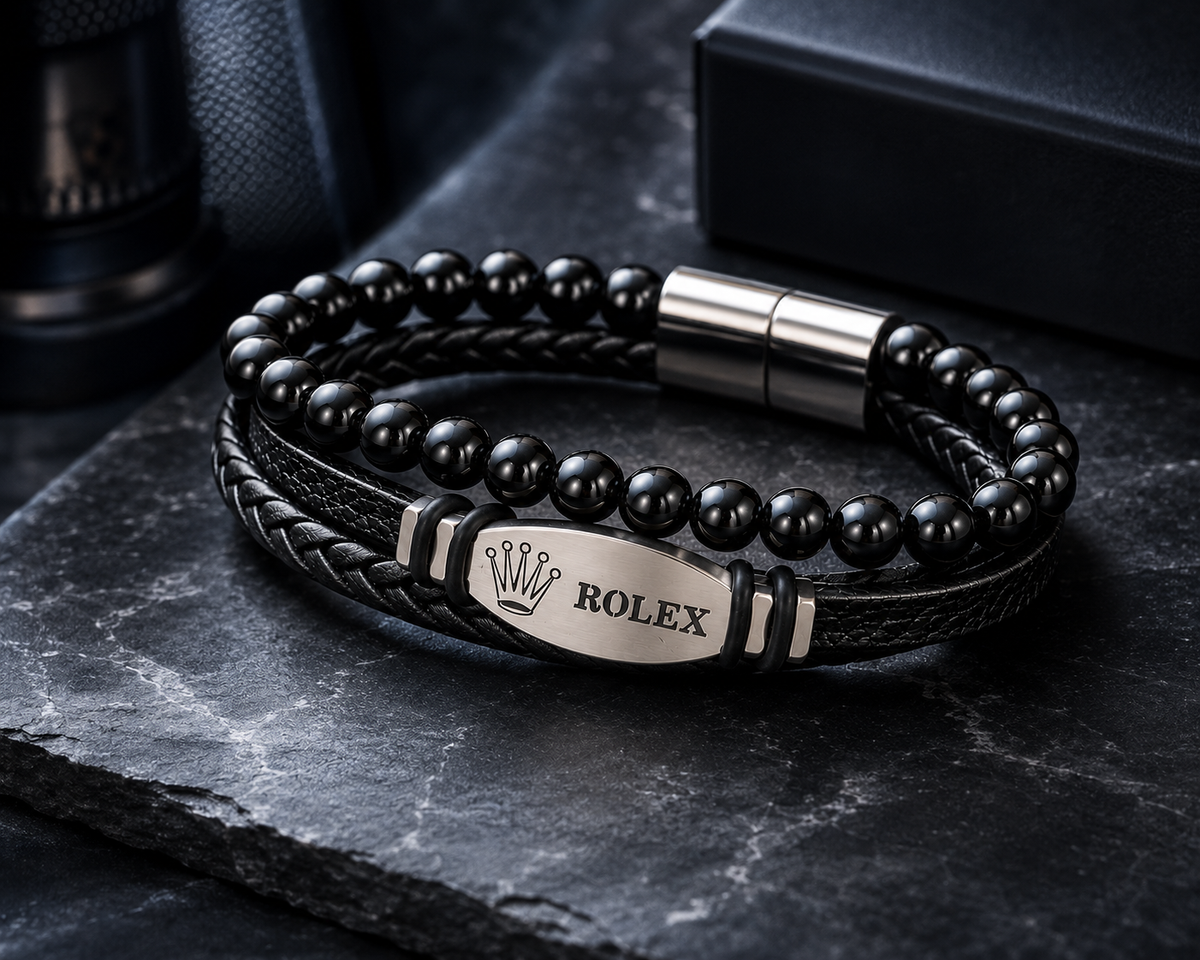 The Crown Obsidian Multi-Strand Bracelet