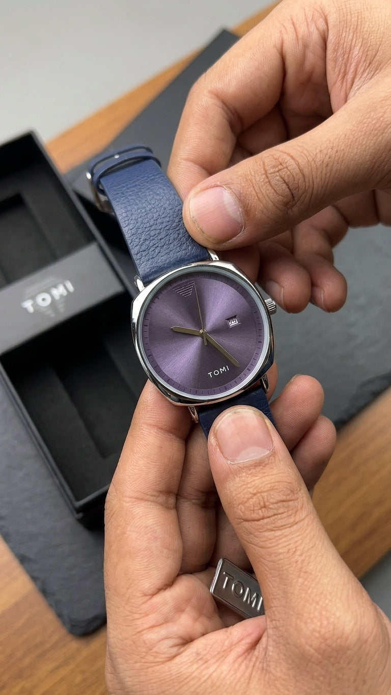 Tomi Royal Purple – Blue Leather Watch