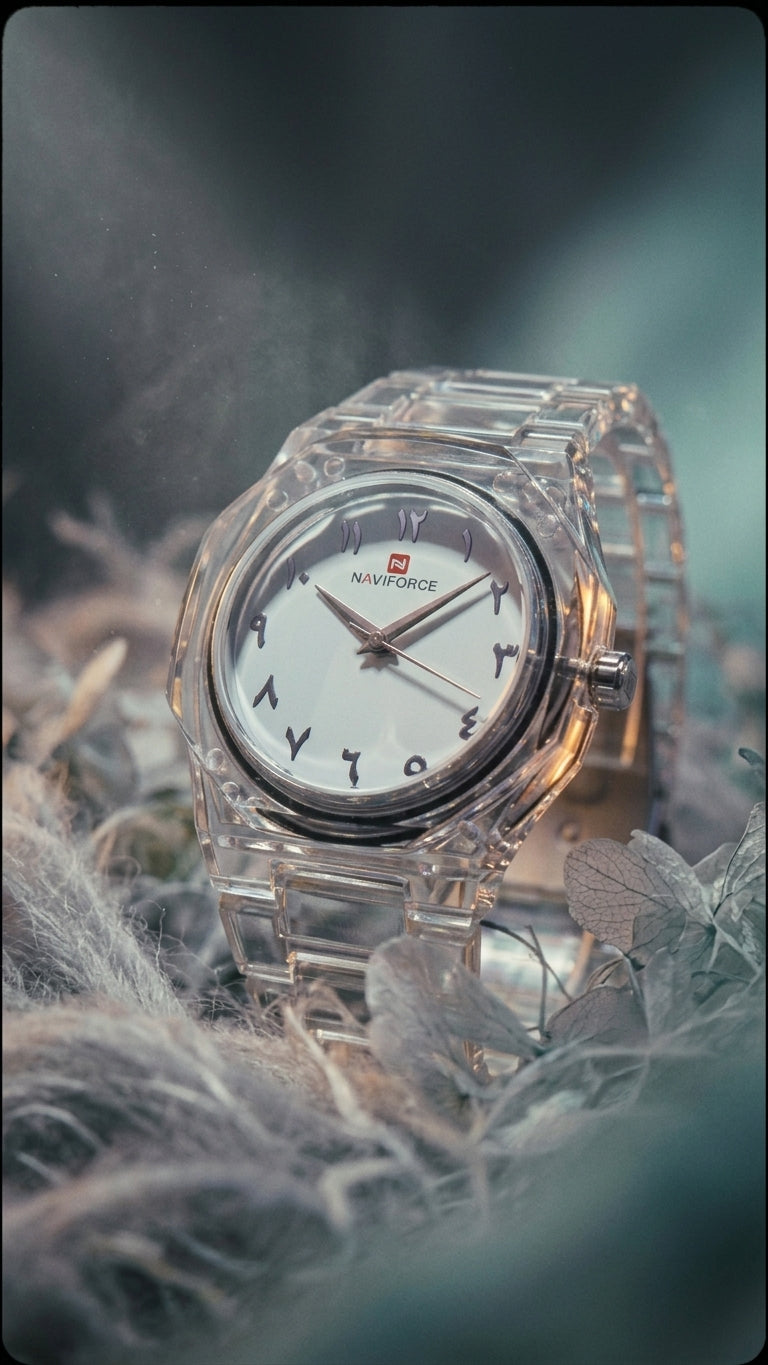 NAVIFORCE Clear Arabic Dial Transparent Watch – Unisex Edition
