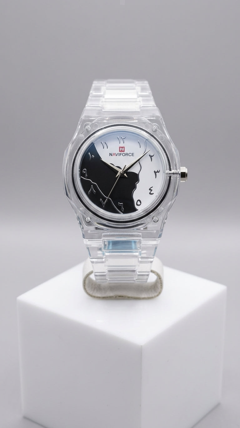 NAVIFORCE Clear Arabic Dial Transparent Watch – Unisex Edition